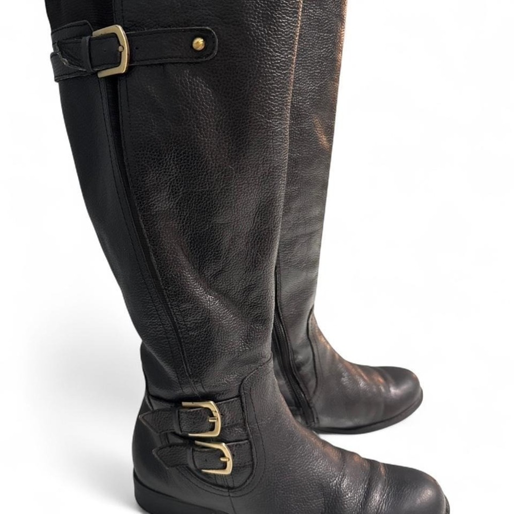 Naturalizer Johanna Womens 7W Black Leather Tall Riding Boots‎ Wide Calf Comfort